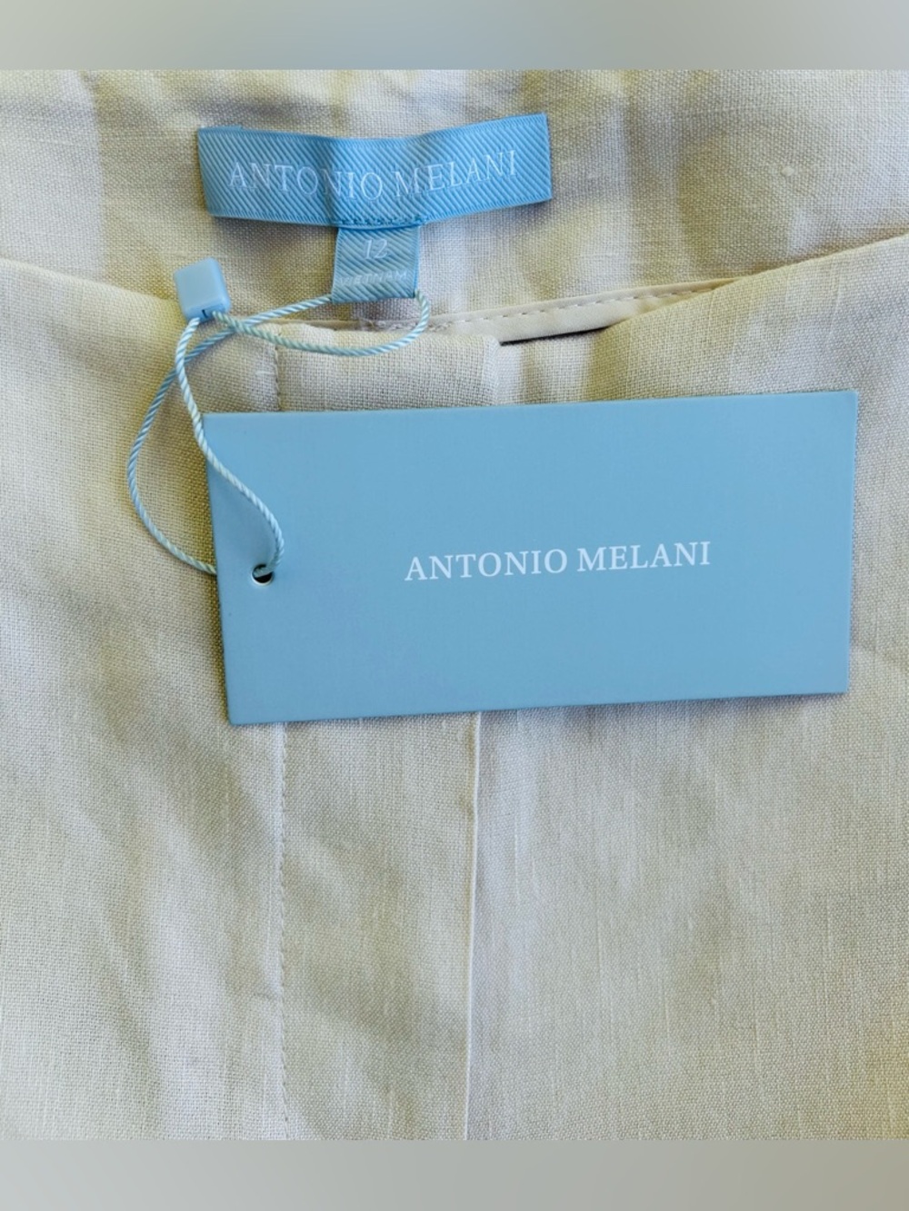 ANTONIO MELANI Kendall Beige Linen Blend Flare Leg Slacks Pants Sz 12 Large NWT - Picture 10 of 12